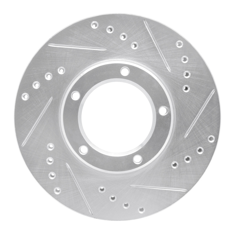 Toyota Hilux Brake Rotor (1) - Front Right - R1 Concepts - Drilled & Slotted - Silver - `89-`08